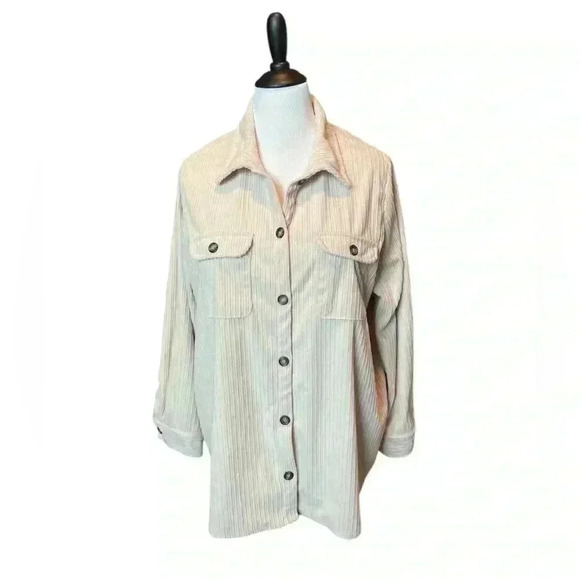 Size 1X  Corduroy oversized bottom up cream top - Picture 1 of 6